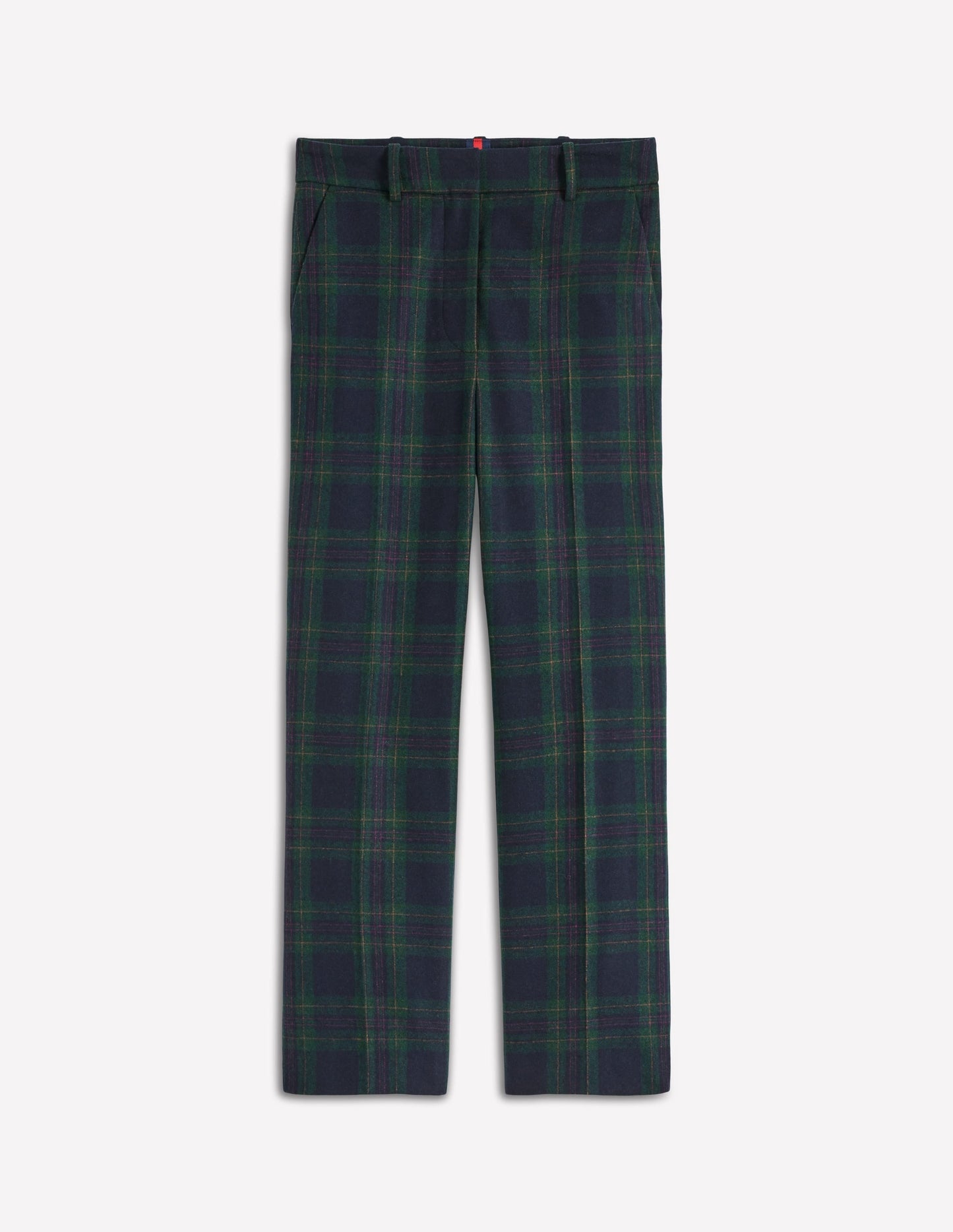 Canonbury Wool Blend Pants-Navy and Green Tonal Check