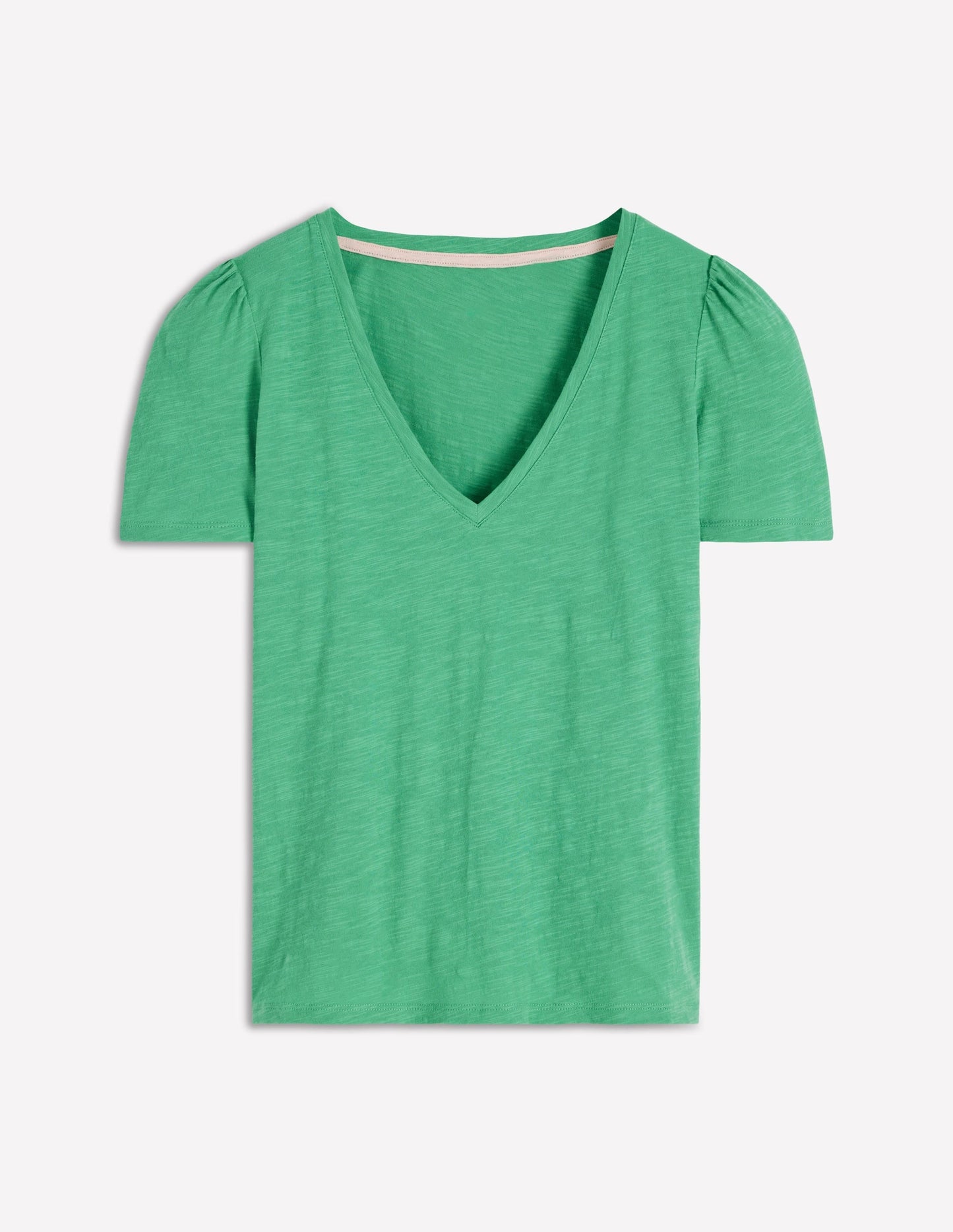 Sophie V-neck Slub T-shirt-Aloe Green
