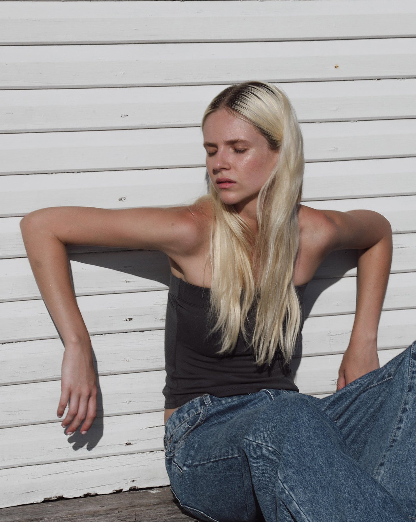 Bella Strapless Top Slate