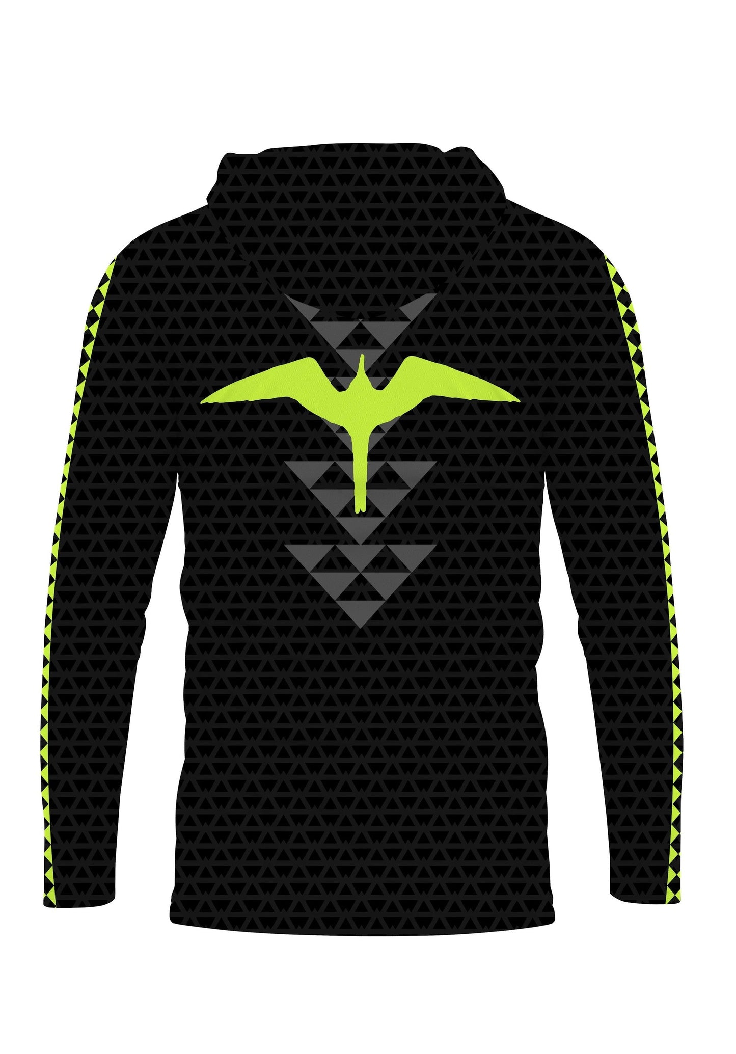 Iwa Triangles Youth Hooded Long Sleeve Drifit Neon on Black
