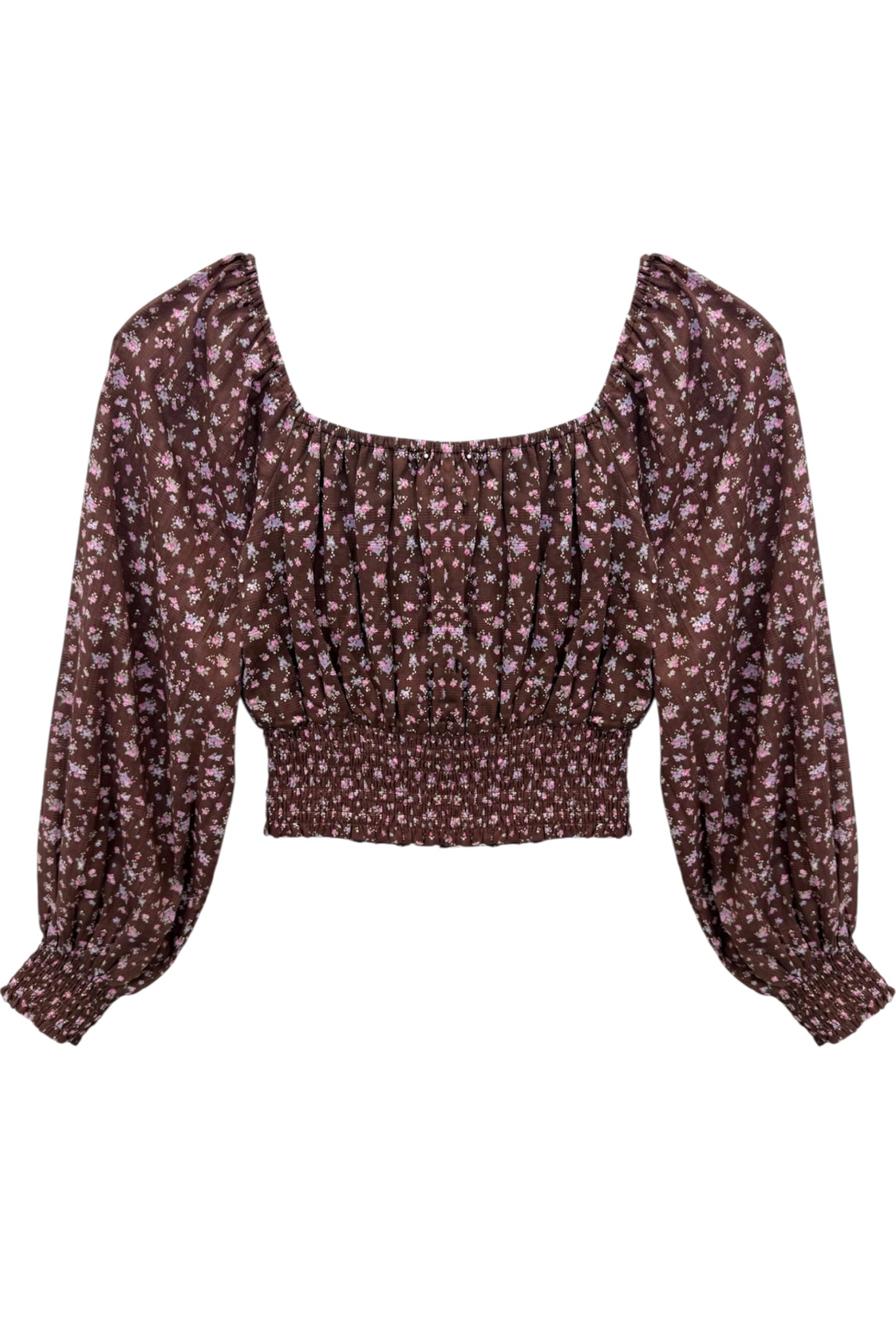 TWEEN MACY PRINTED LS CROPPED TOP - FINAL SALE