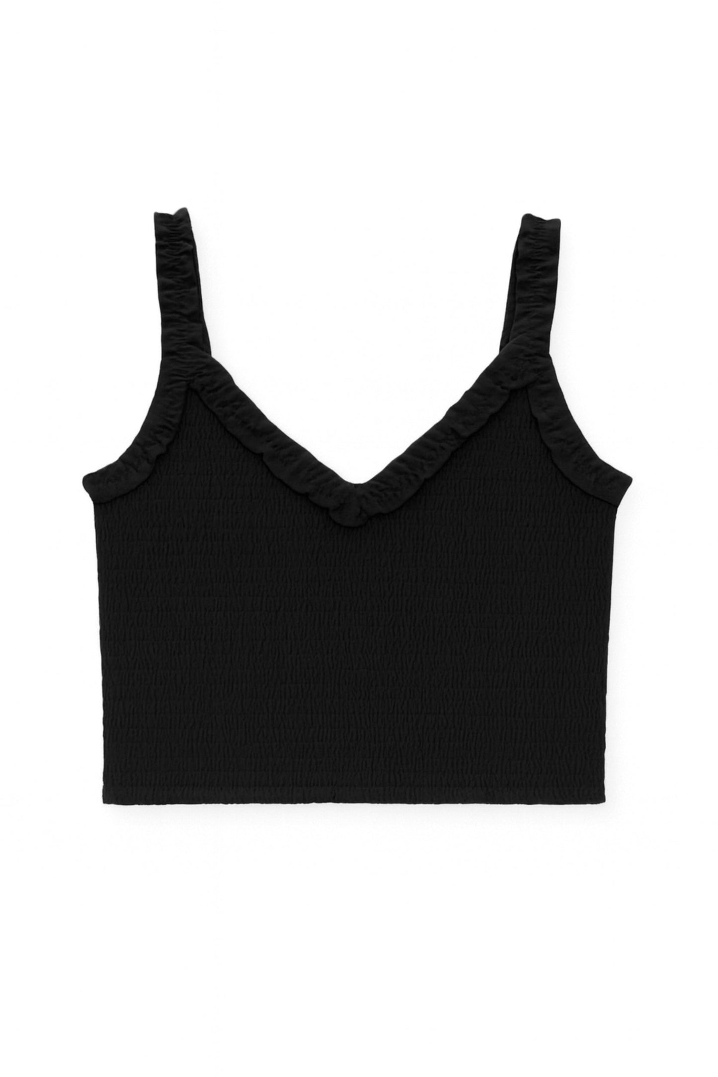 TWEEN SHARI SMOCKED CROPPED SOLID TOP