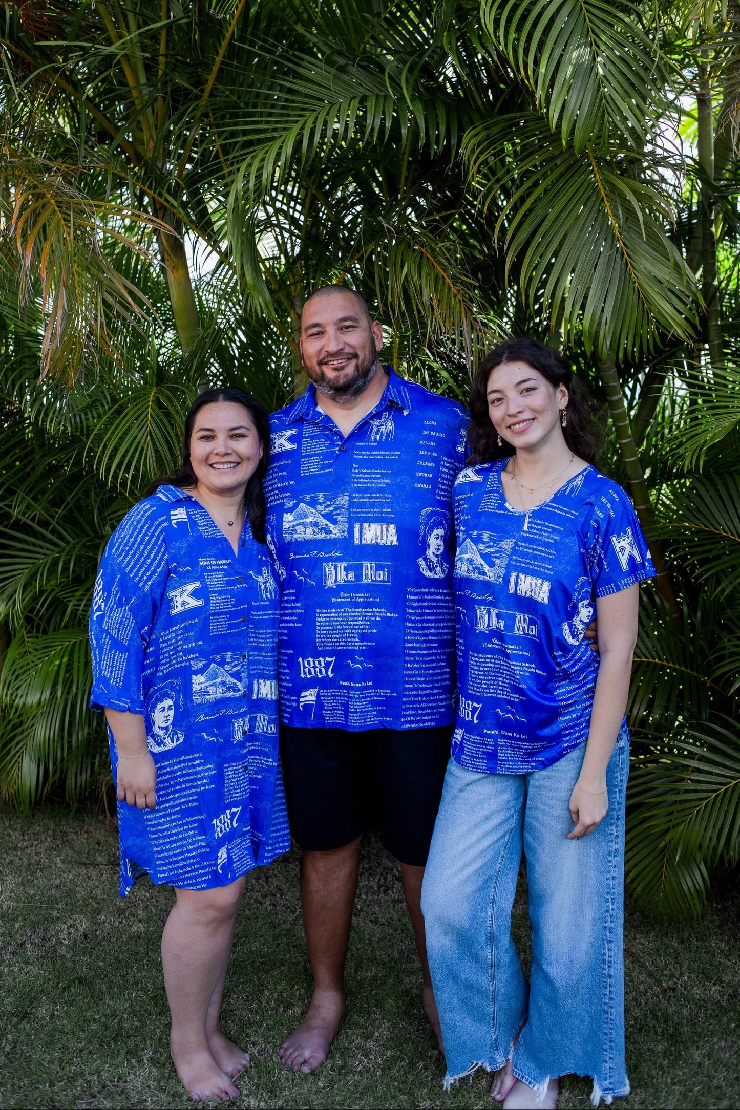 1887 Kamehameha Wahine Button Down Dress Royal Blue