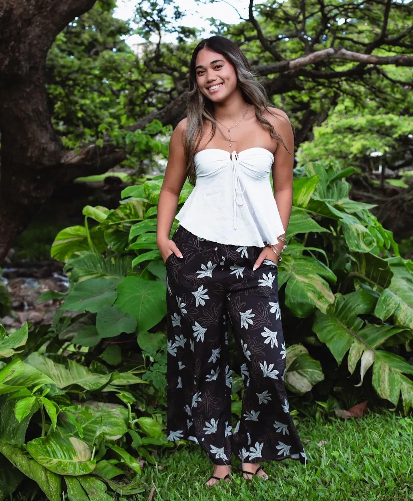 Naupaka Palazzo Pants Charcoal Gray