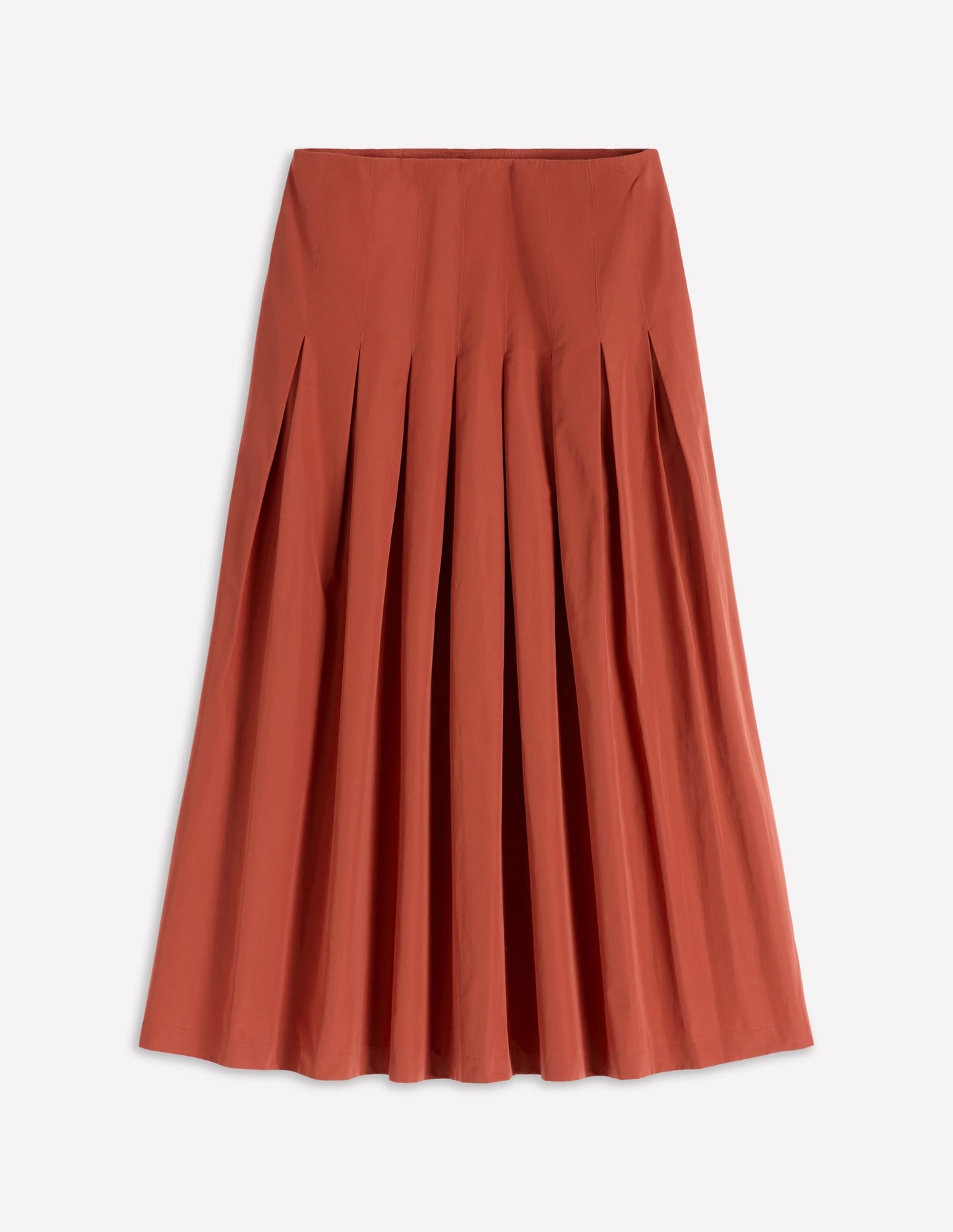 Valentina Taffeta Midi Skirt-Roasted Chestnut Brown