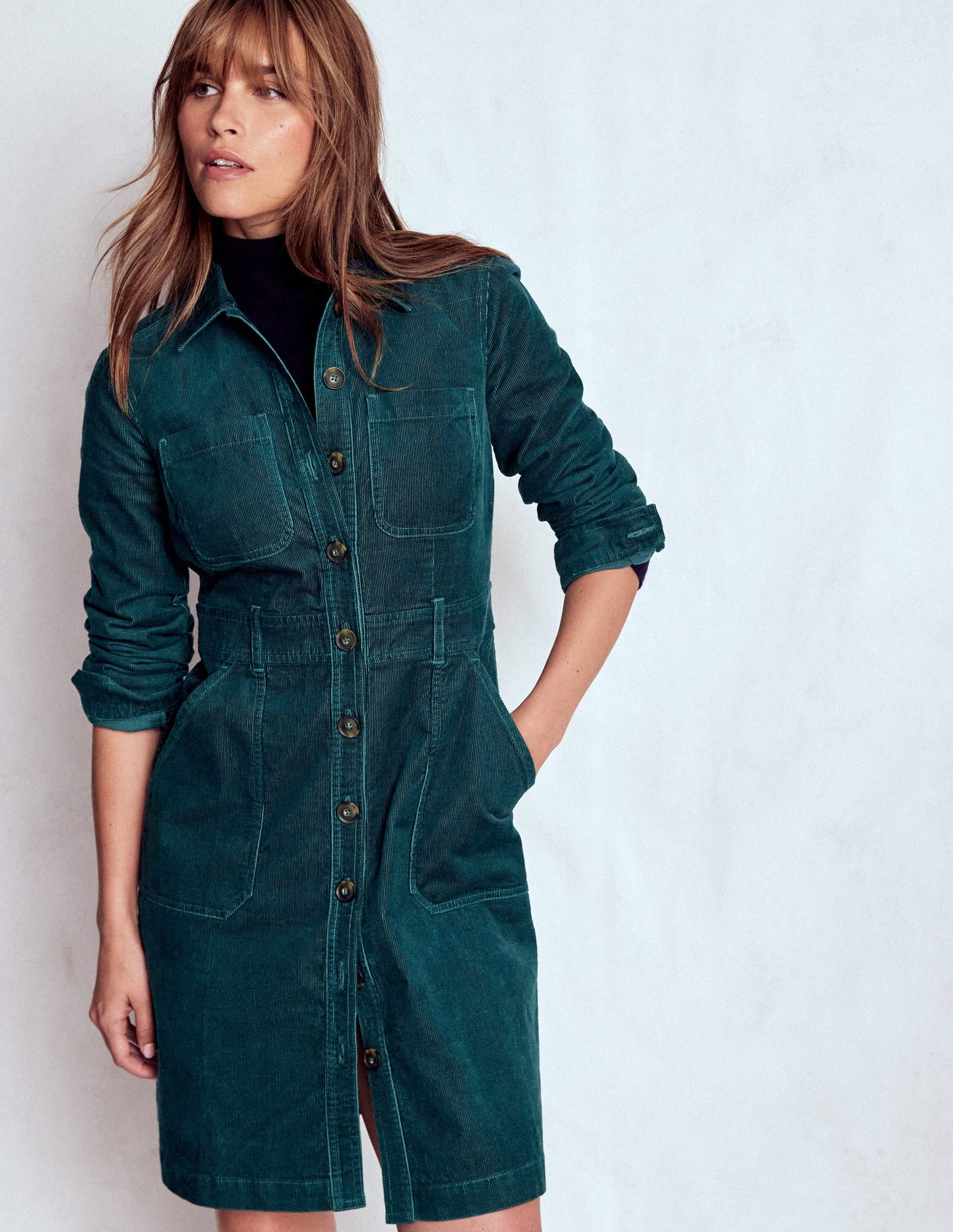 Amanda Cord Short Dress-Midnight Teal