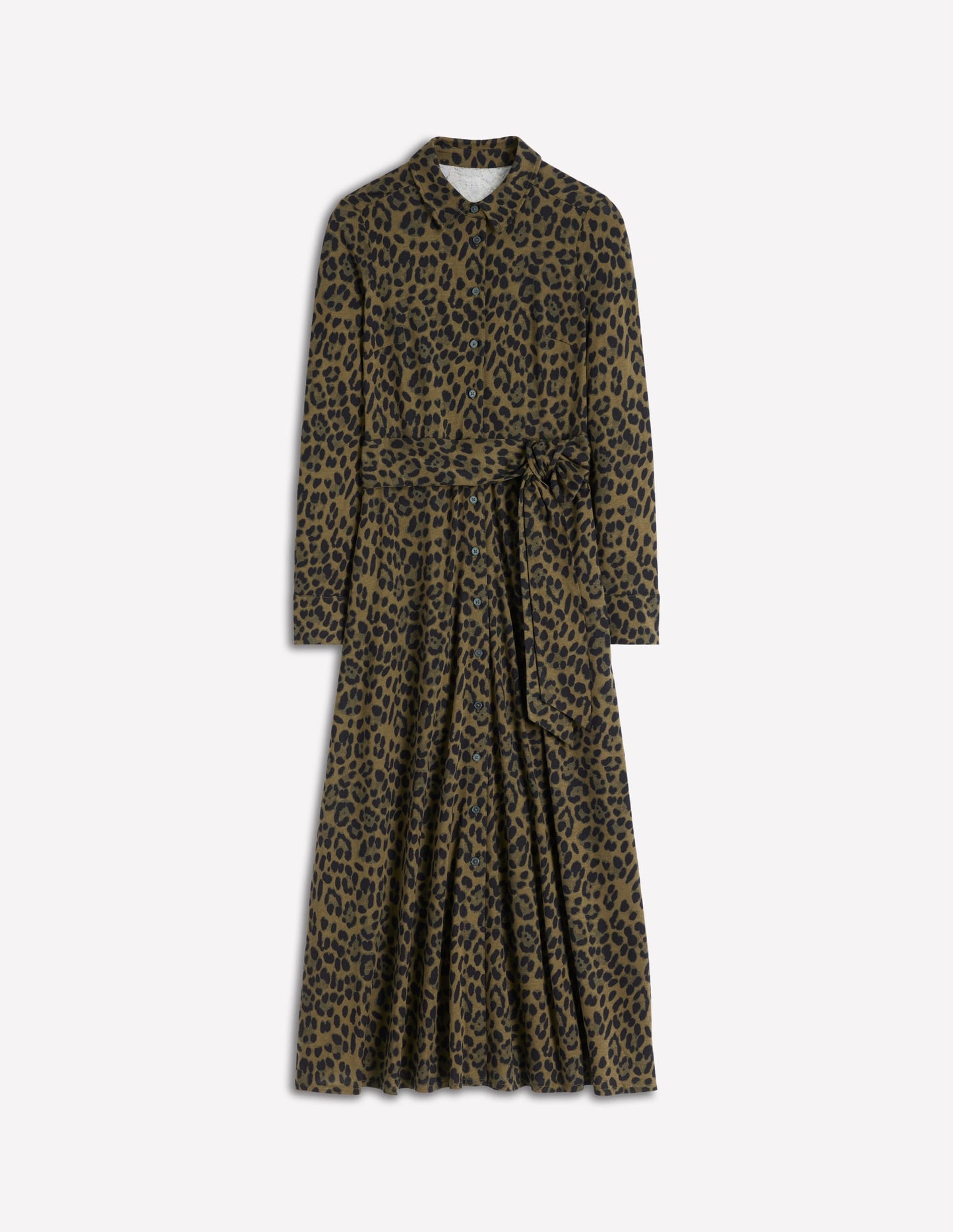 Marcia Jersey Shirt Dress-Military Olive, Brushed Animal