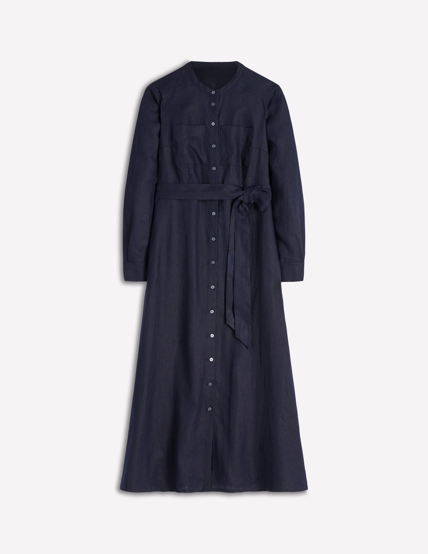 Mollie Linen Midi Dress-Navy