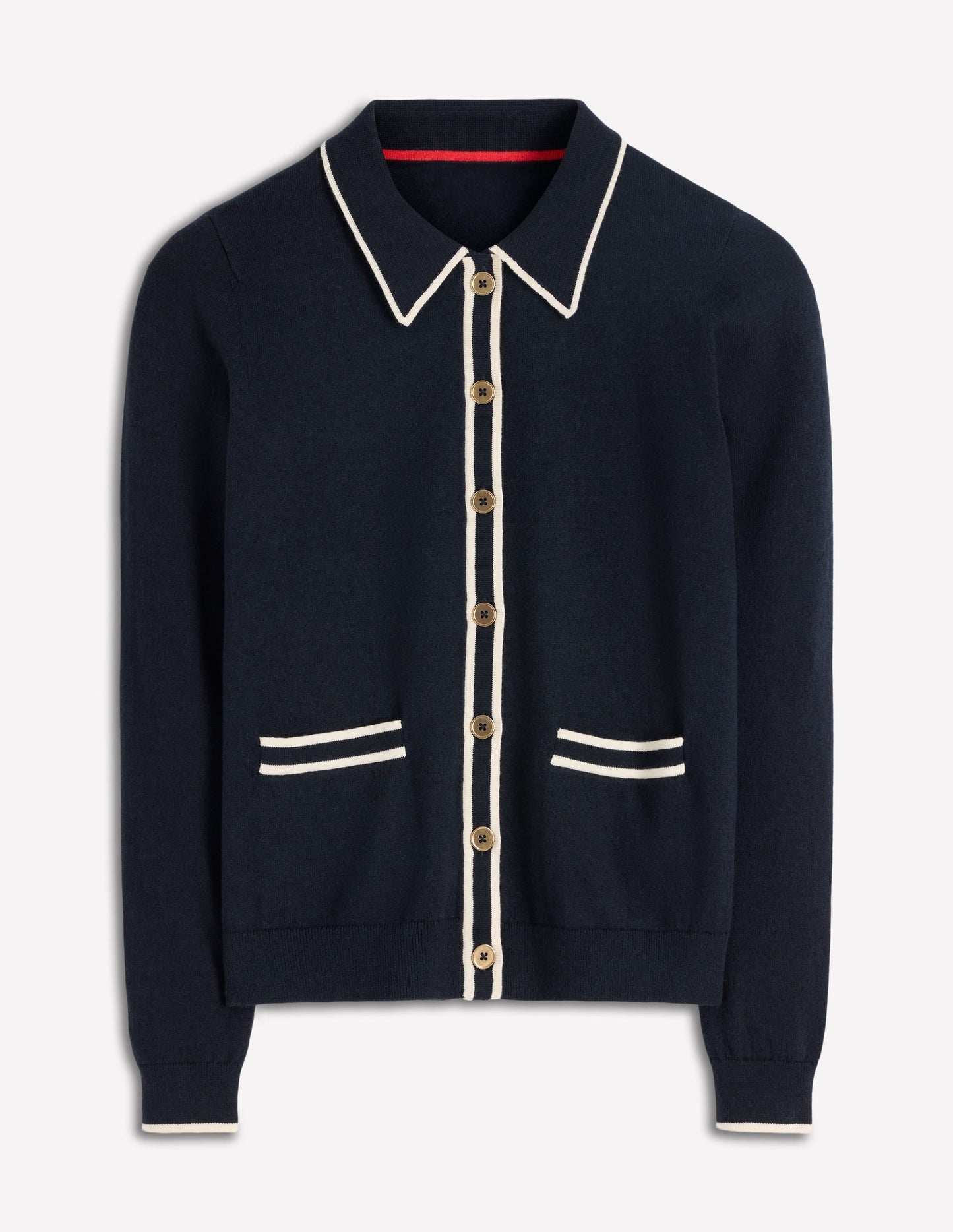 Liz Knitted Collared Cardigan-Navy
