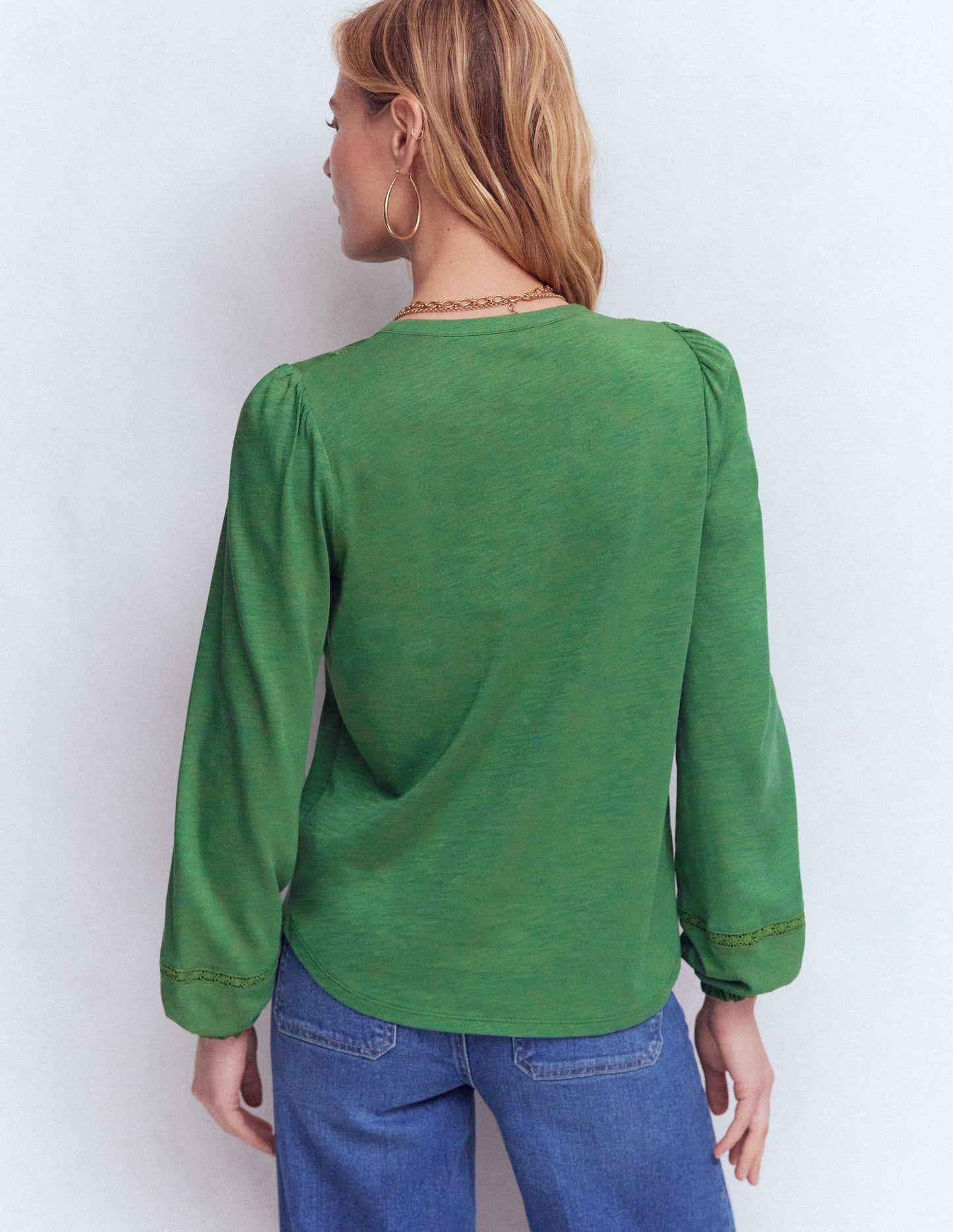 Embroidered Jersey Shirt-Willow Green