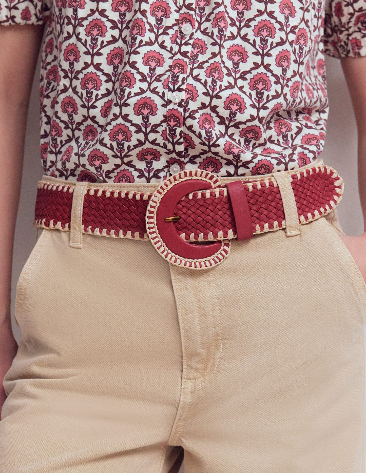 Woven Stitch Belt-Winter Blush