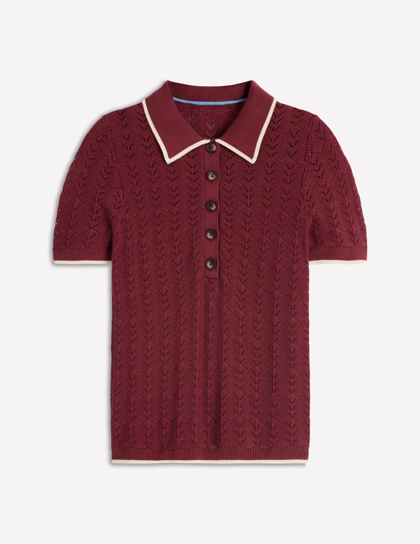 Pointelle Henley T-shirt-Rich Chestnut