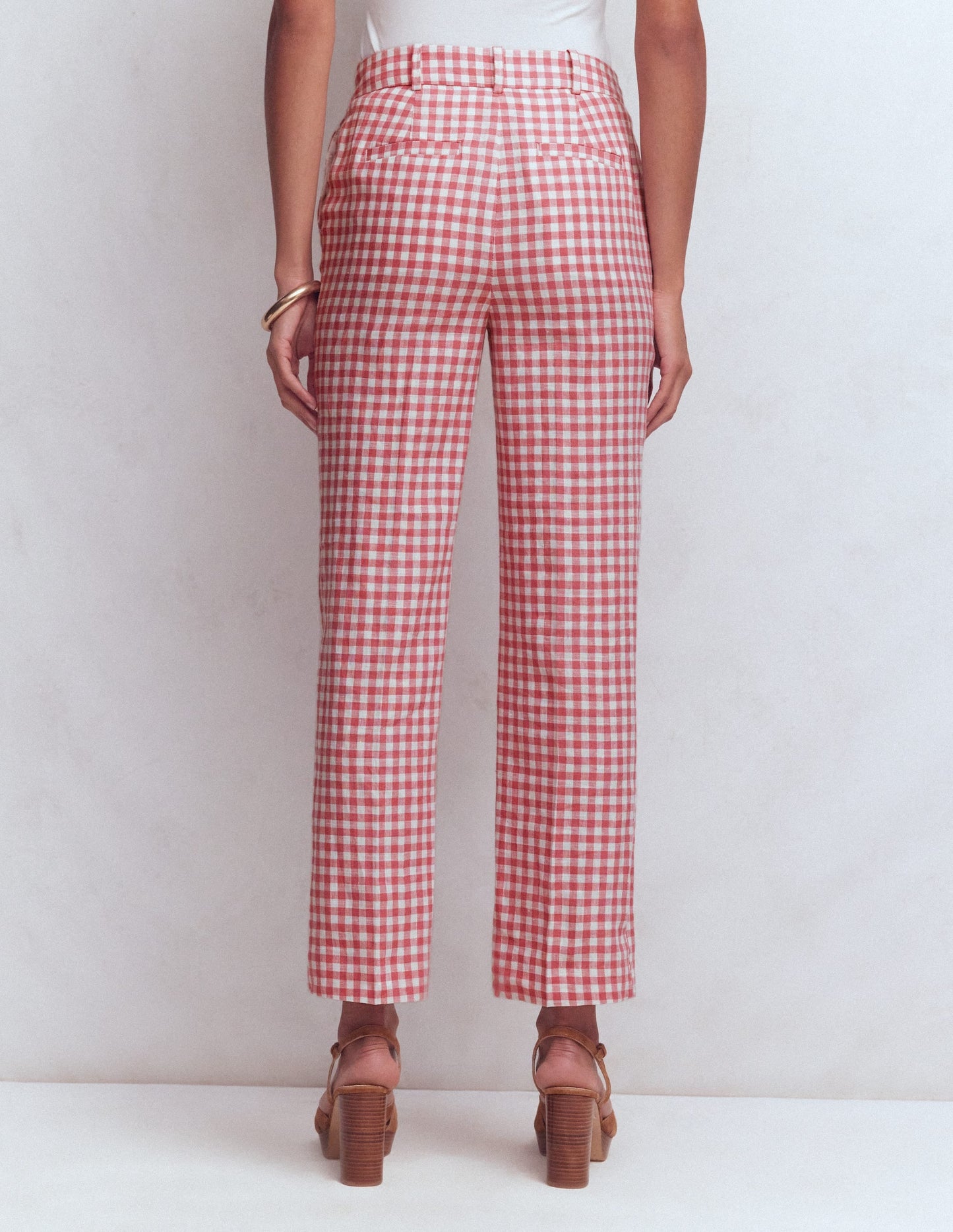Canonbury 7/8 Linen Pants-Vintage Rose Gingham