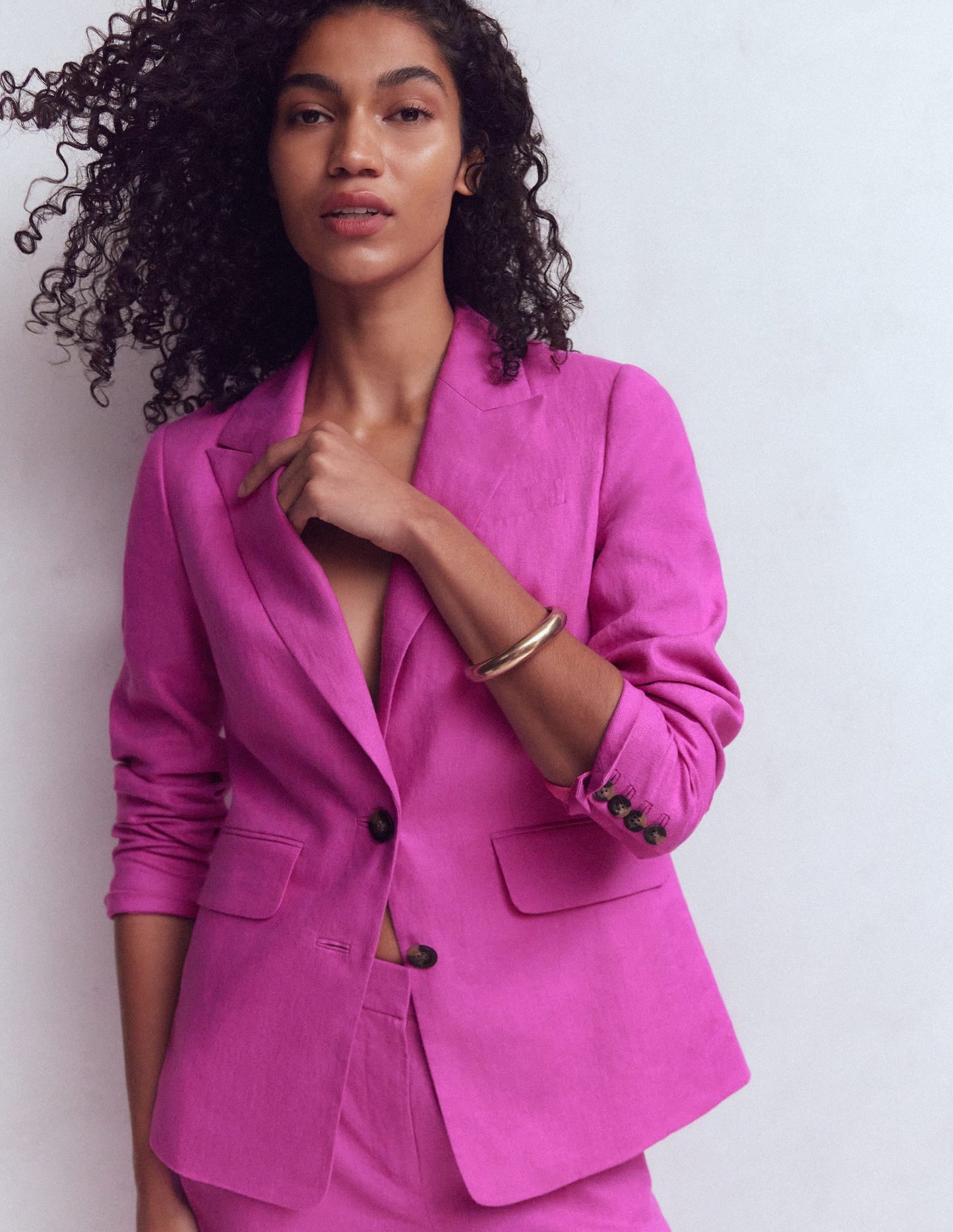 Stamford Linen Blazer-Passion Flower
