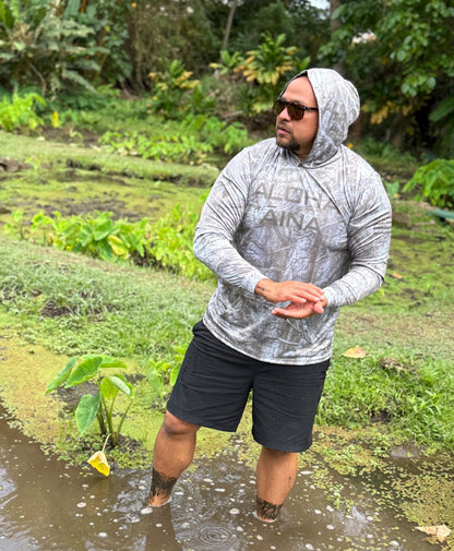 Aloha Aina Brown Camo Hooded Long Sleeve Drifit