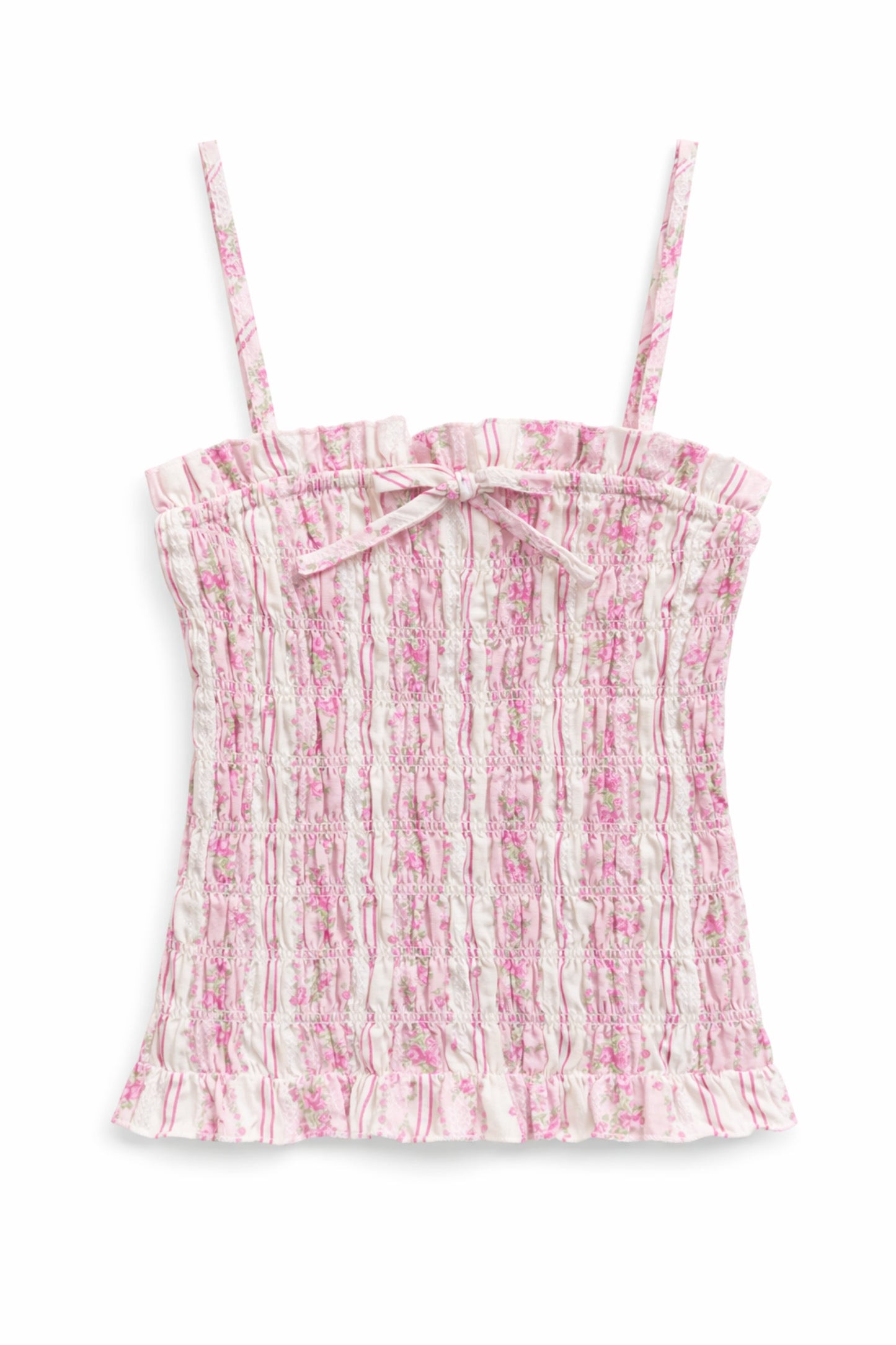 JUNIOR ALMA PRINTED GATHERED CAMI TOP