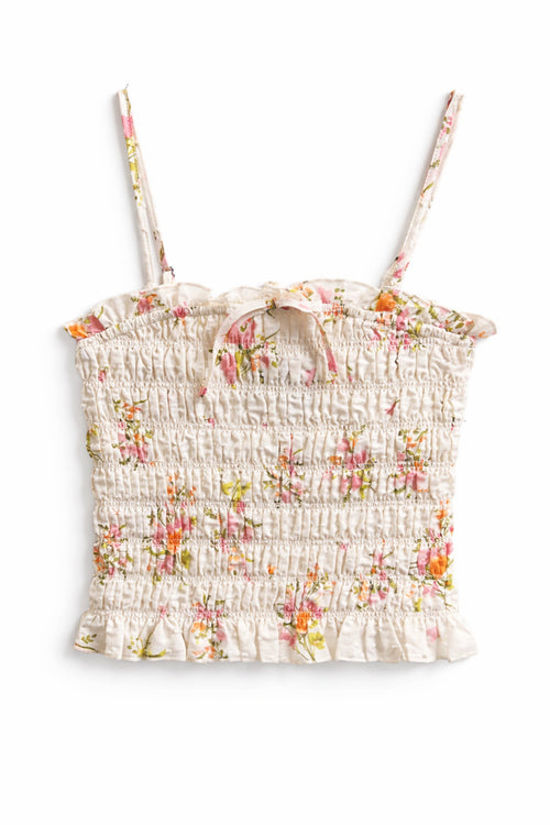 JUNIOR ALMA PRINTED GATHERED CAMI TOP