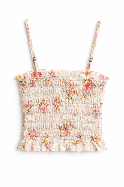 JUNIOR ALMA PRINTED GATHERED CAMI TOP