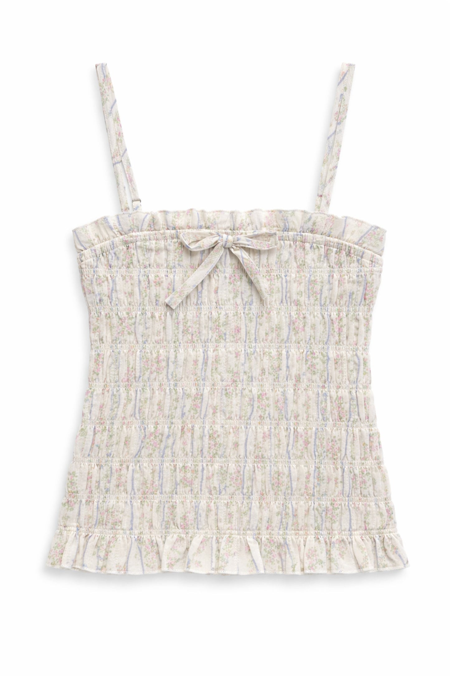 JUNIOR ALMA PRINTED GATHERED CAMI TOP