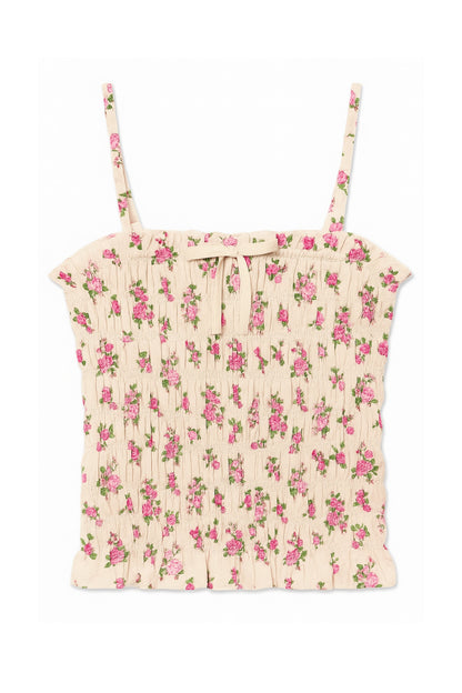JUNIOR ALMA PRINTED GATHERED CAMI TOP