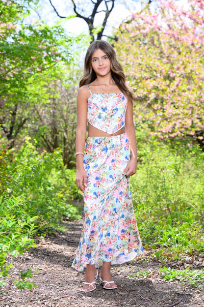 TWEEN ANASTASIA PRINTED SATIN MAXI SKIRT