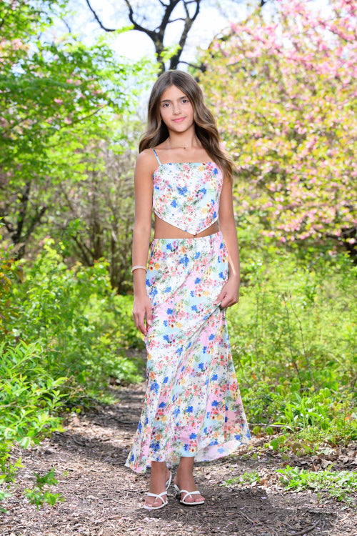 TWEEN ANASTASIA PRINTED SATIN MAXI SKIRT