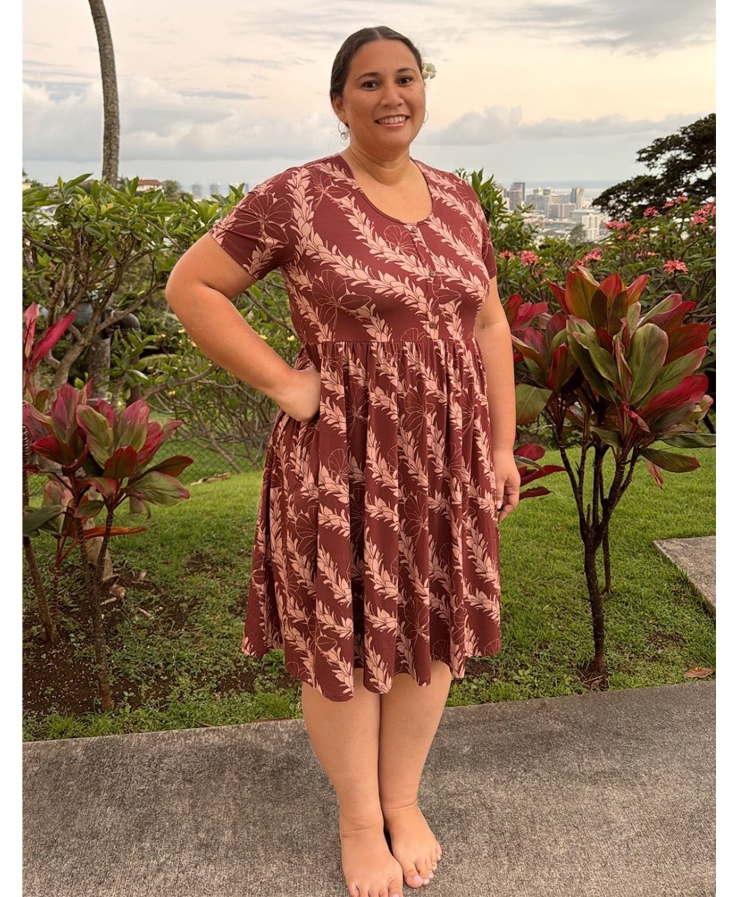 'Awapuhi Melemele Luana Dress - ʻĀʻula Brown