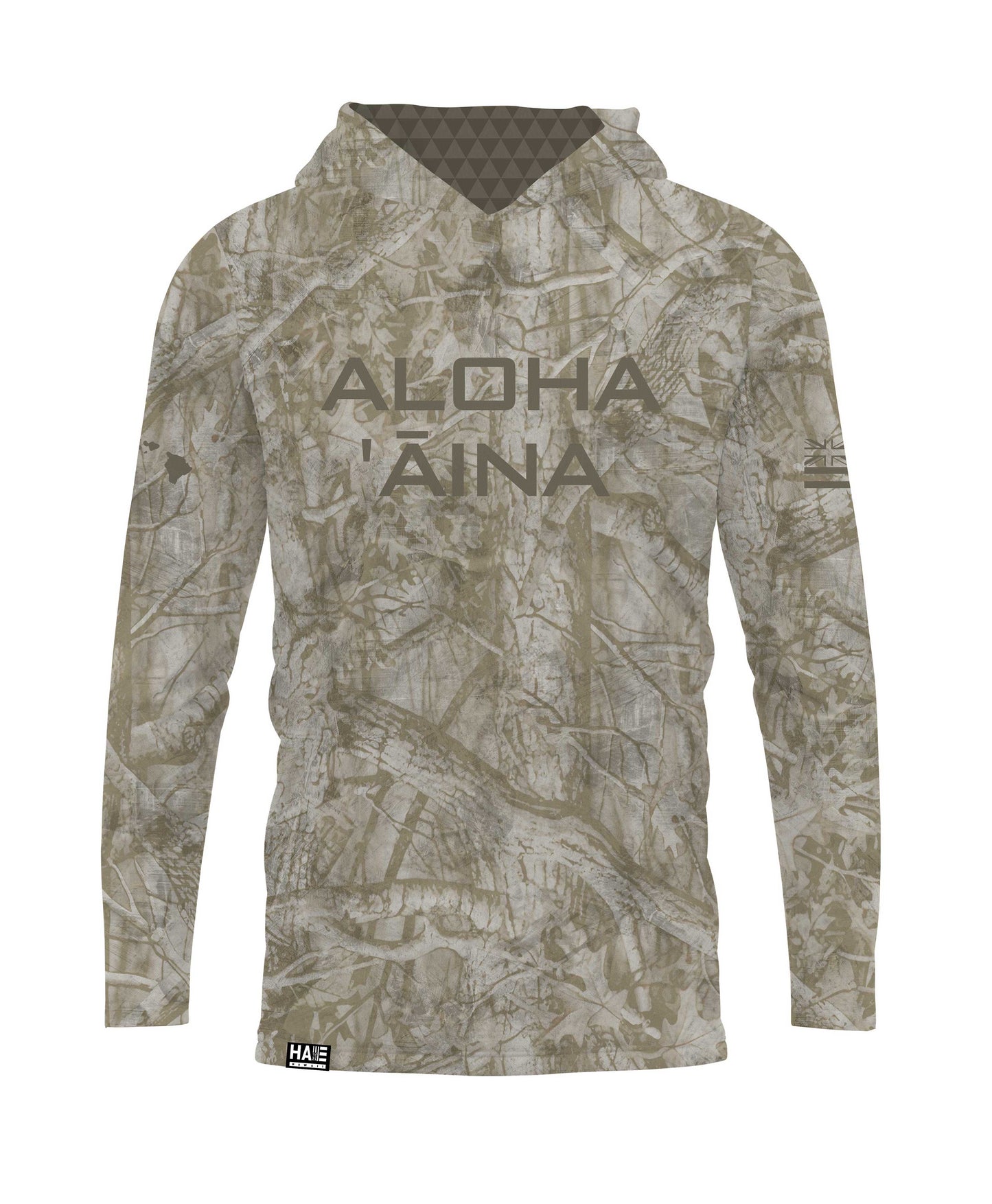 Aloha Aina Brown Camo Hooded Long Sleeve Drifit