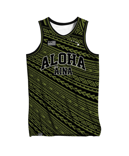 Aloha Aina Jersey Tank Olive Green