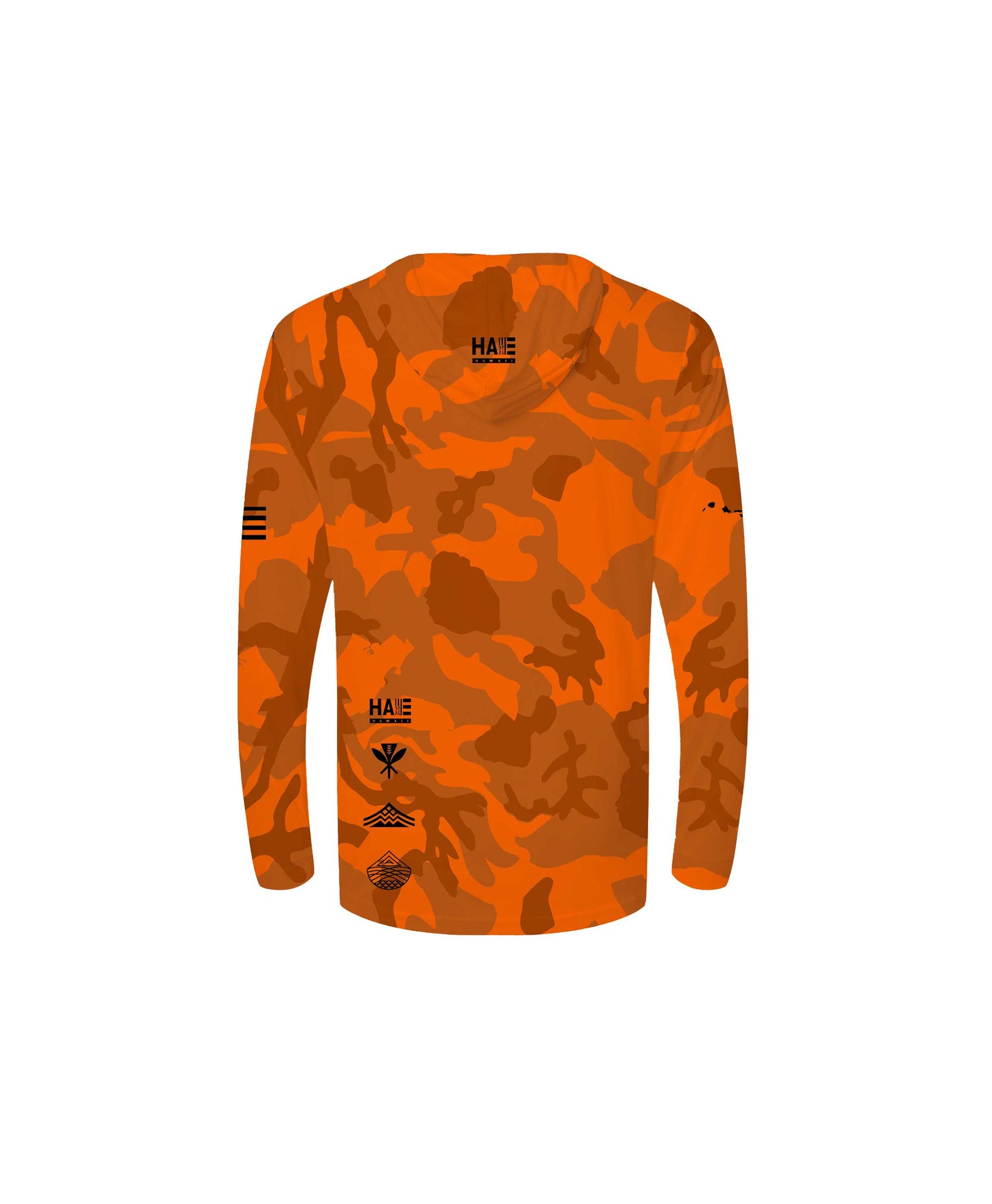 Aloha Aina Namoku Camo Youth Hooded Long Sleeve Drifit Burnt Orange