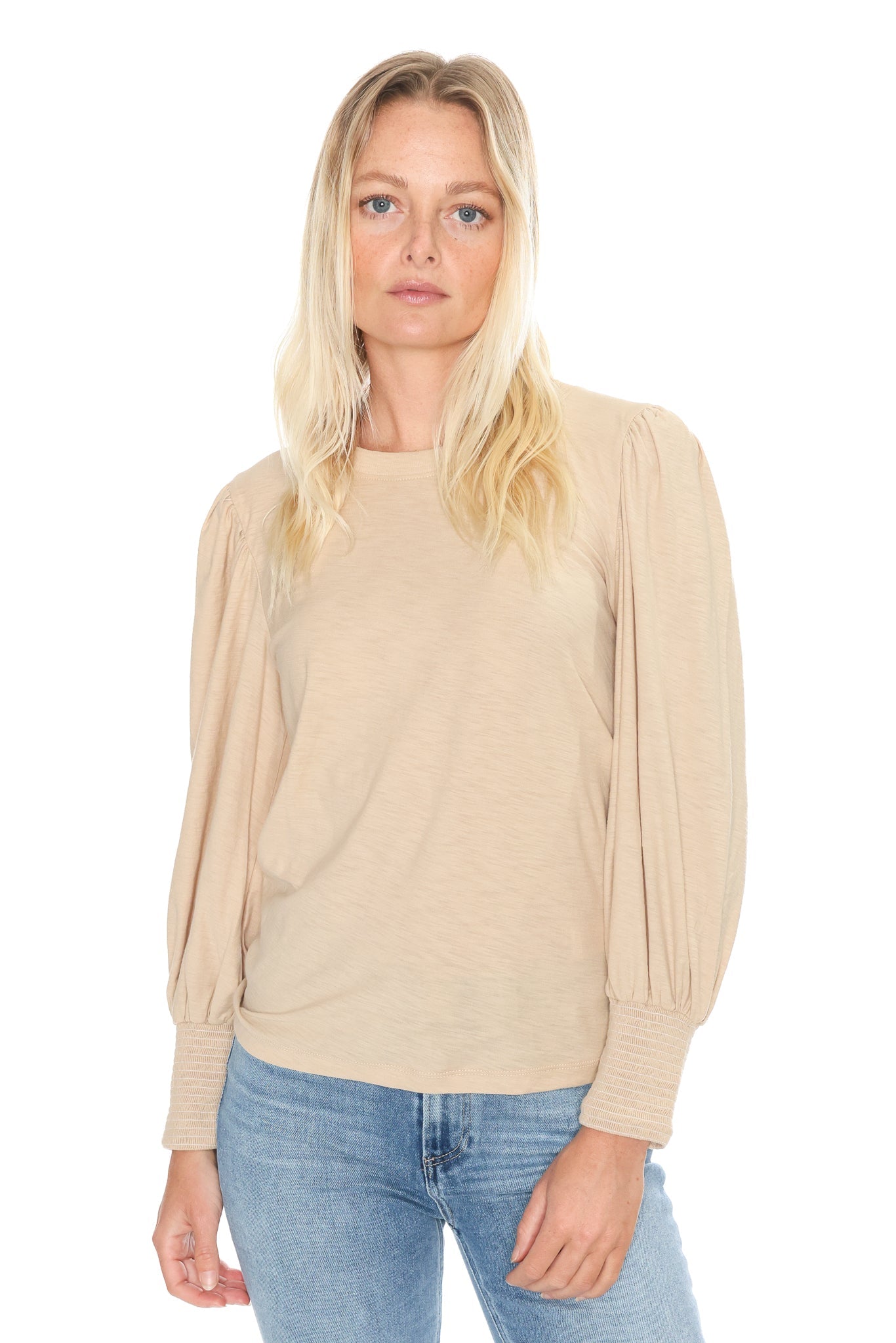 Loren Smocked Peasant Tee