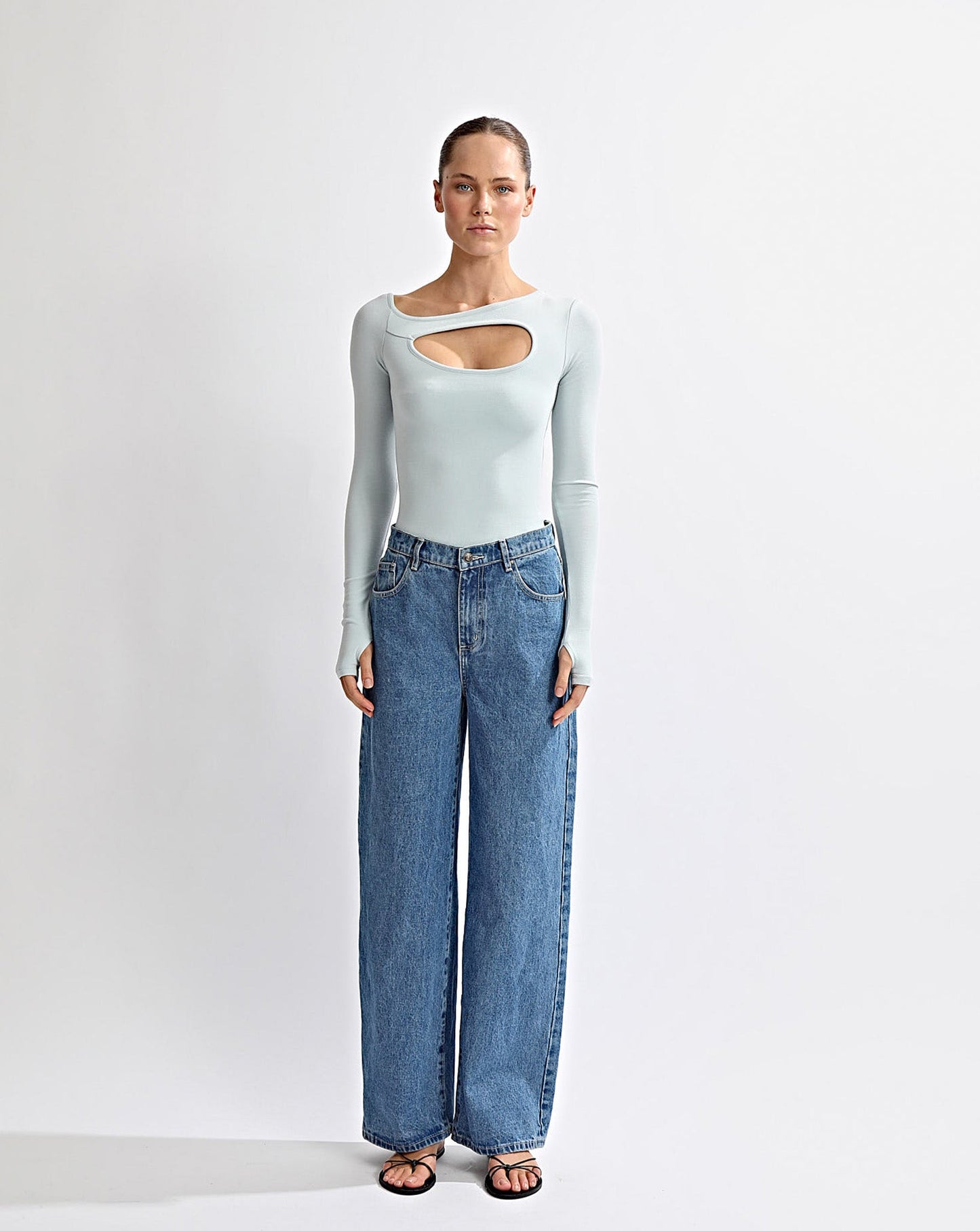 Amelia Asym Long Sleeve Top Ice