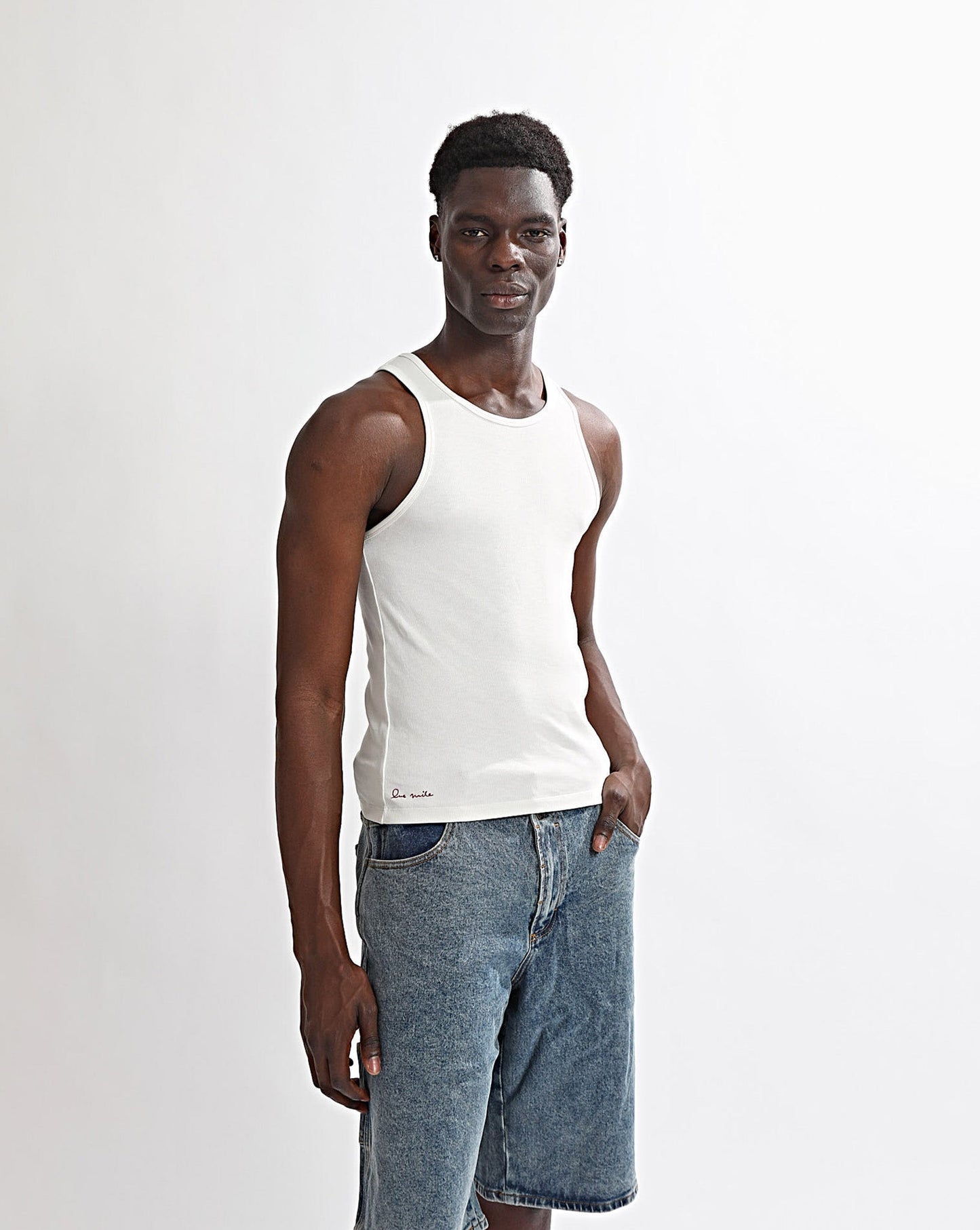 Elijah Rib Tank White