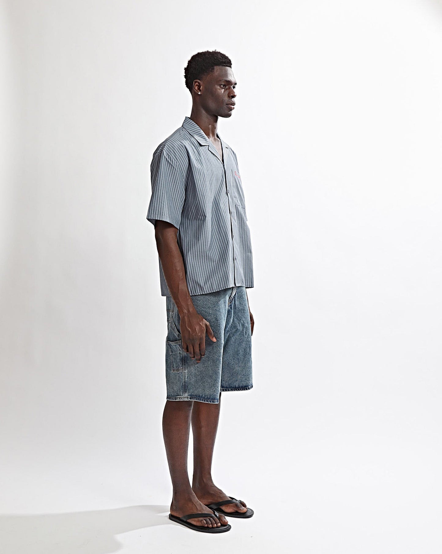 Theo Short Sleeve Shirt Steel Stripe
