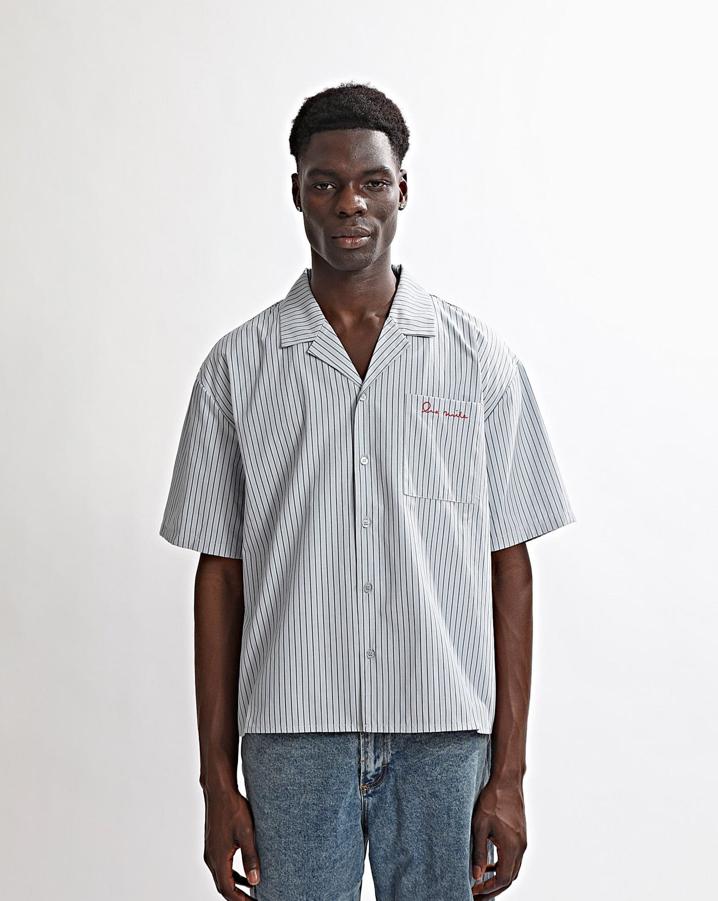 Theo Short Sleeve Shirt Grey Stripe