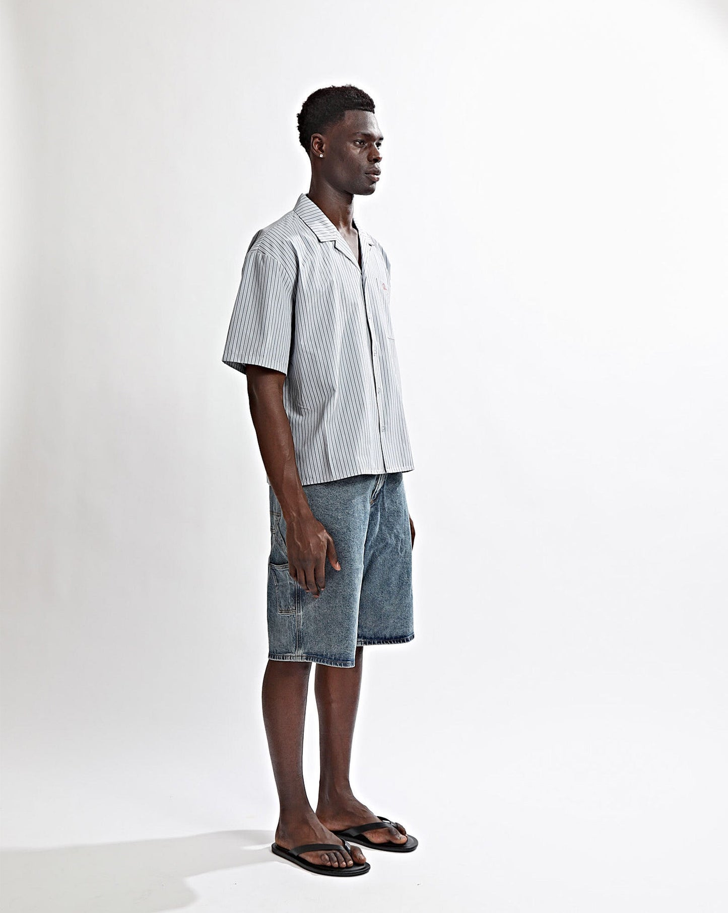 Theo Short Sleeve Shirt Grey Stripe