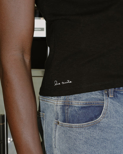 Elijah Rib Tank Black