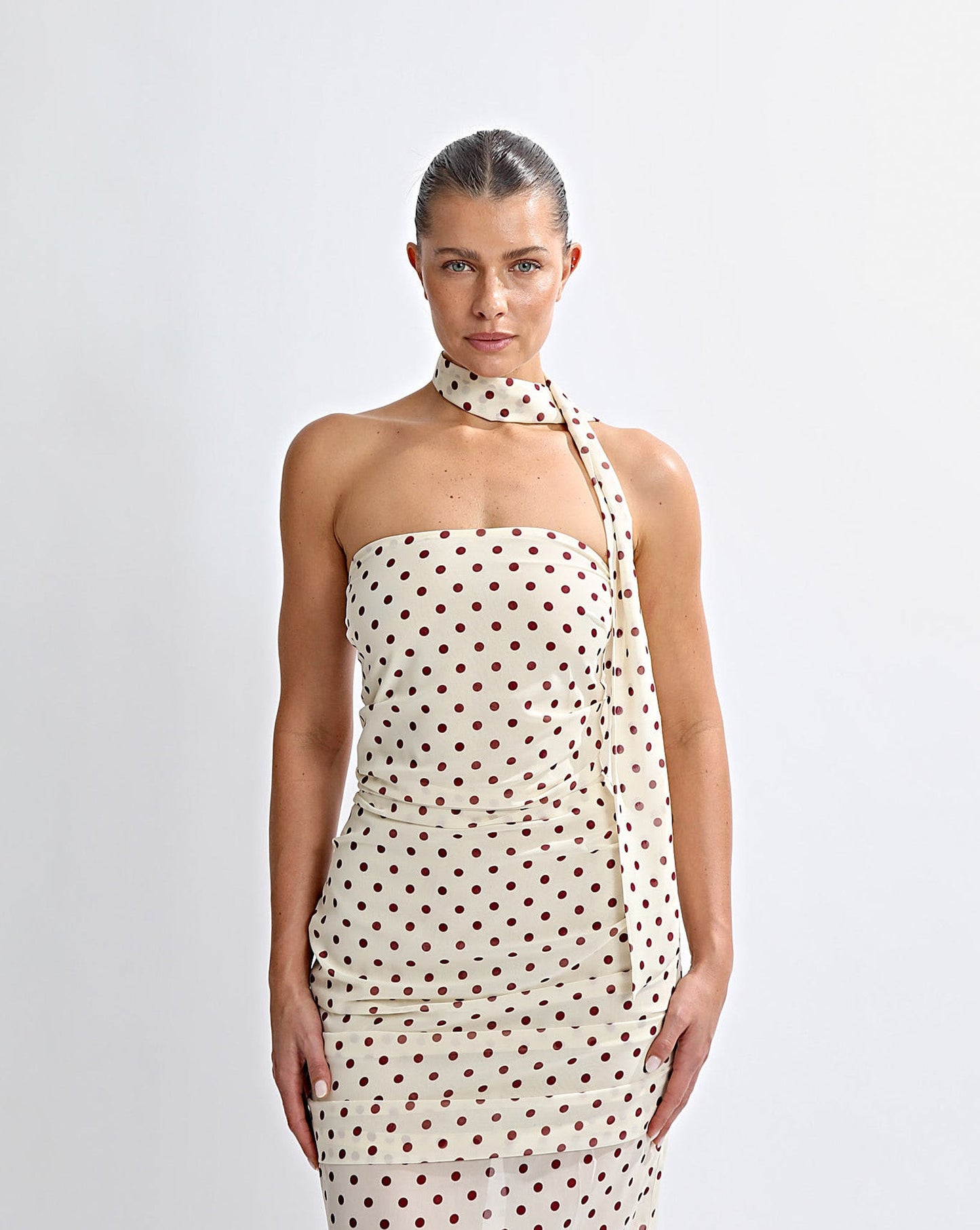 Adriana Midi Dress Yellow Polka