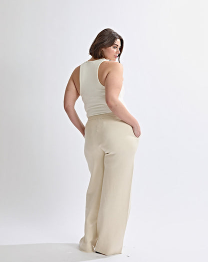 Dion Knit Pants Cream Cropped