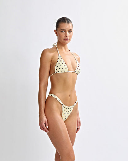 Cabo Tri Bikini Top Yellow Polka
