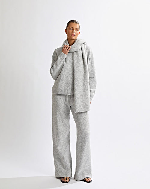 Leo Knit Scarf Grey Marl