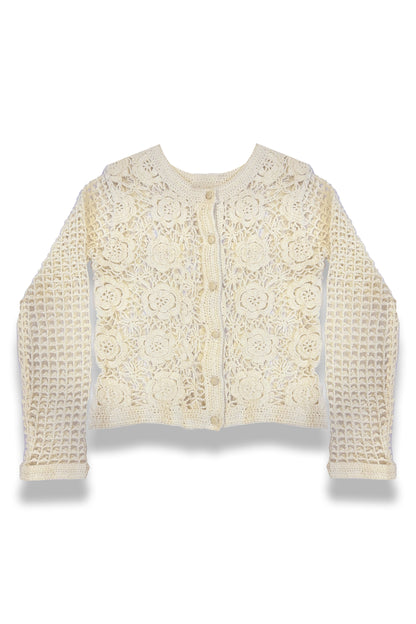 TWEEN BAILEY FLORAL PATTERN CROCHET CARDIGAN