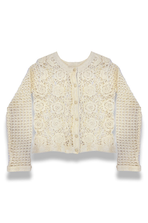 TWEEN BAILEY FLORAL PATTERN CROCHET CARDIGAN