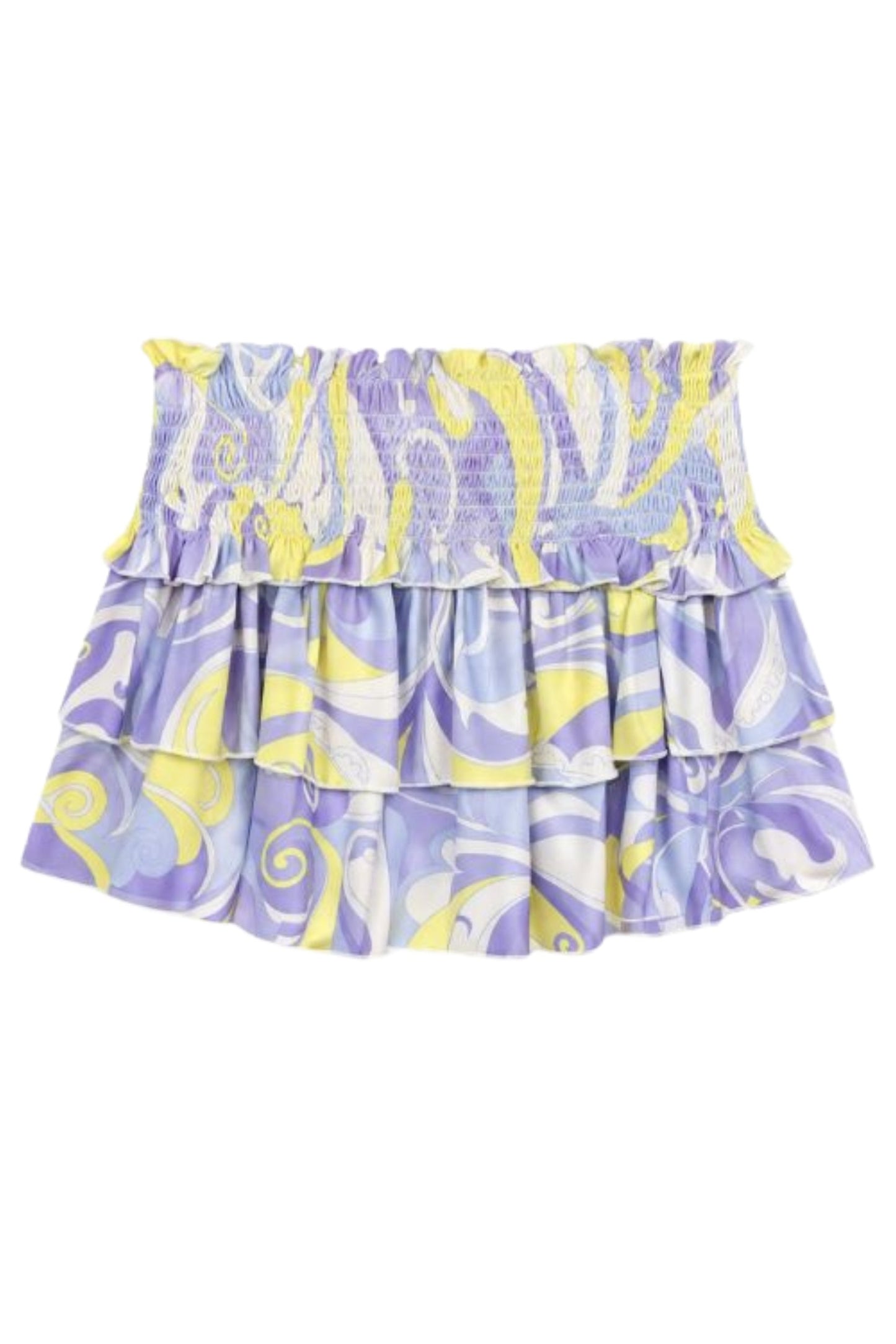 TWEEN BIANCA PRINTED TIERED RUFFLE SATIN SKIRT