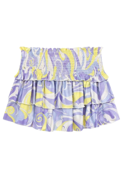 TWEEN BIANCA PRINTED TIERED RUFFLE SATIN SKIRT