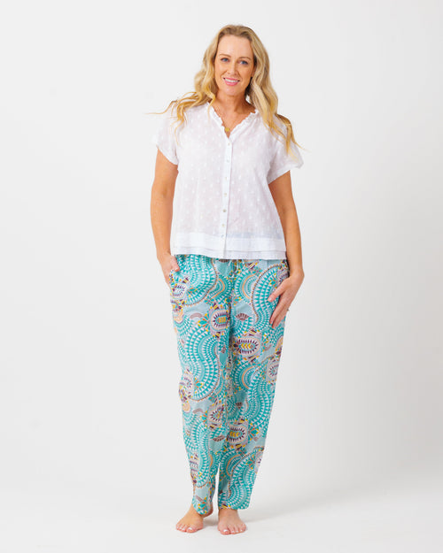 Chilli Pants in Aqua Geo