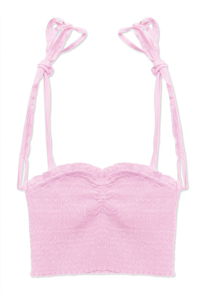 TWEEN CHER SOLID SMOCKED SWEETHEART TOP