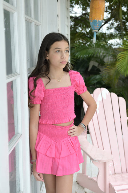 TWEEN MARLEE SOLID PUFF SLEEVE TOP - FINAL SALE