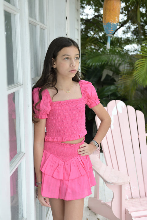 TWEEN MARLEE SOLID PUFF SLEEVE TOP - FINAL SALE