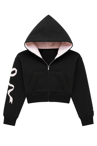 JUNIOR DYLAN BOW APPLIQUE ZIP HOODIE